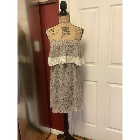 Judith March Crochet trim floral strapless mini dress size small - Picture 6 of 7